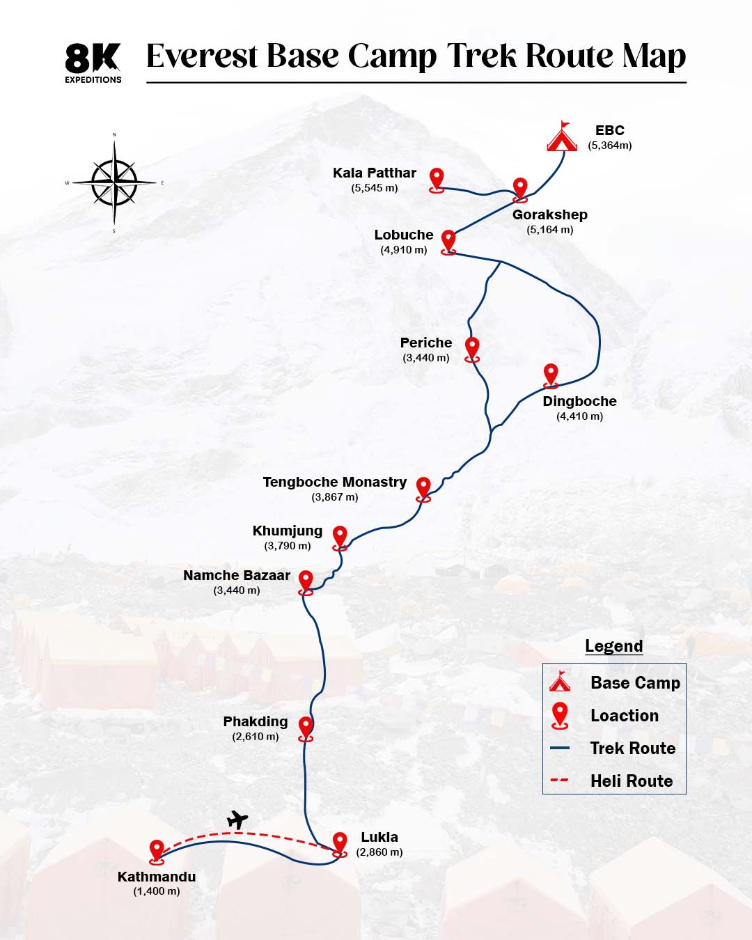 EVEREST BASE CAMP TREK - LUXURY SERVICE-route-image