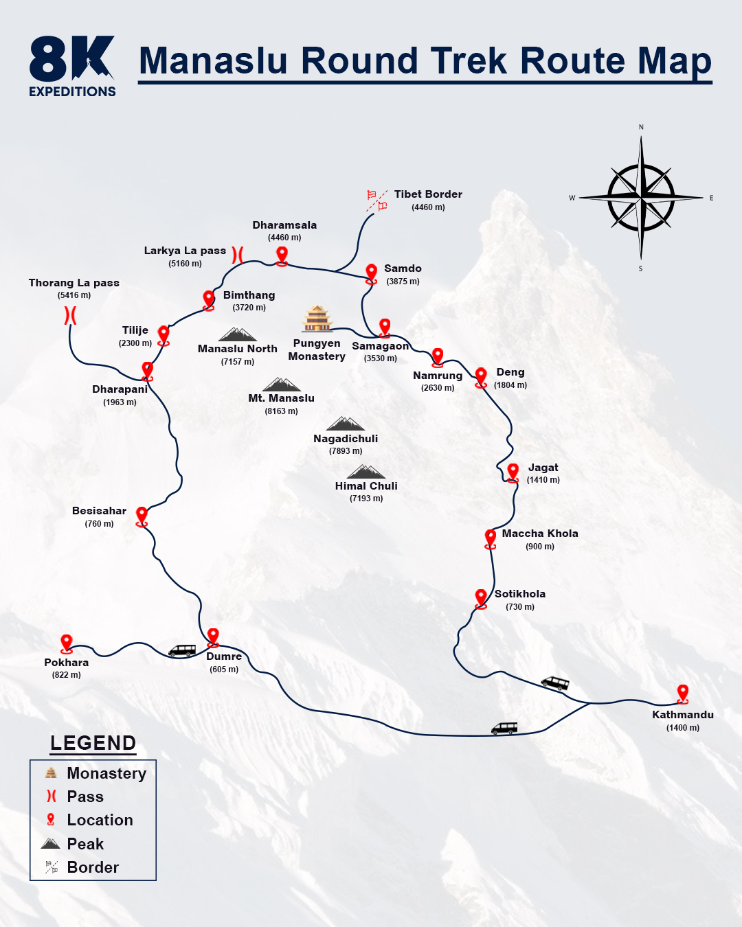 MANASLU ROUND TREK (LARKEY LA PASS)-route-image