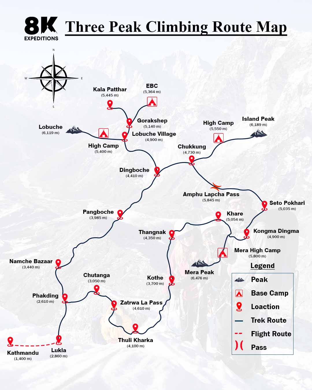 MERA PEAK, ISLAND PEAK AND LOBUCHE EAST PEAK - 3×6000ERS-route-image