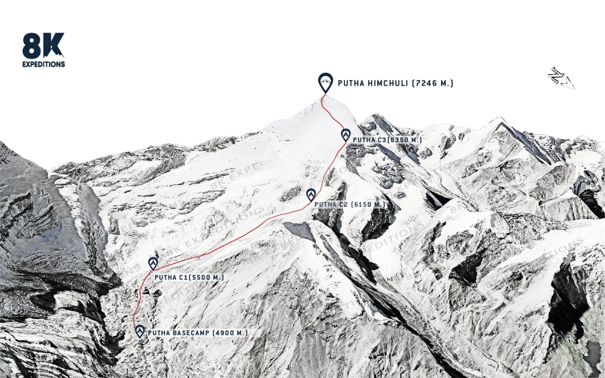 PUTHA HIUNCHULI EXPEDITION (7,246M)-route-image