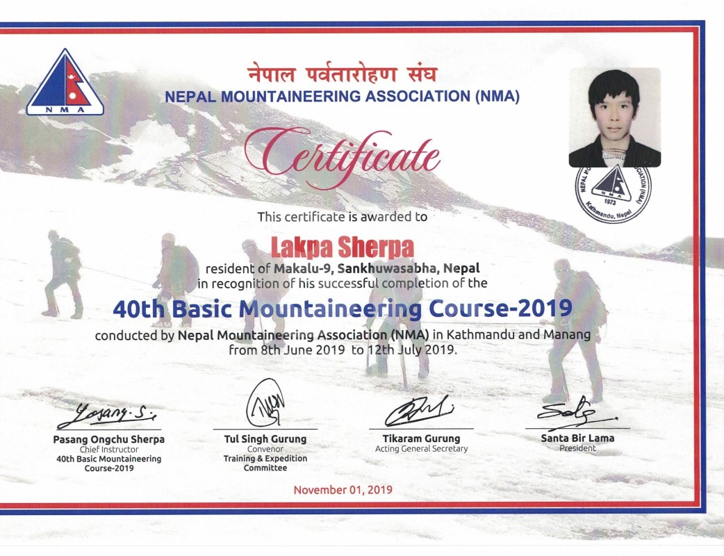 NMA-40TH BASIC MOUNTAINEERING COURSE - 2019