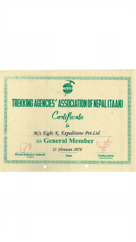 TAAN Certificate