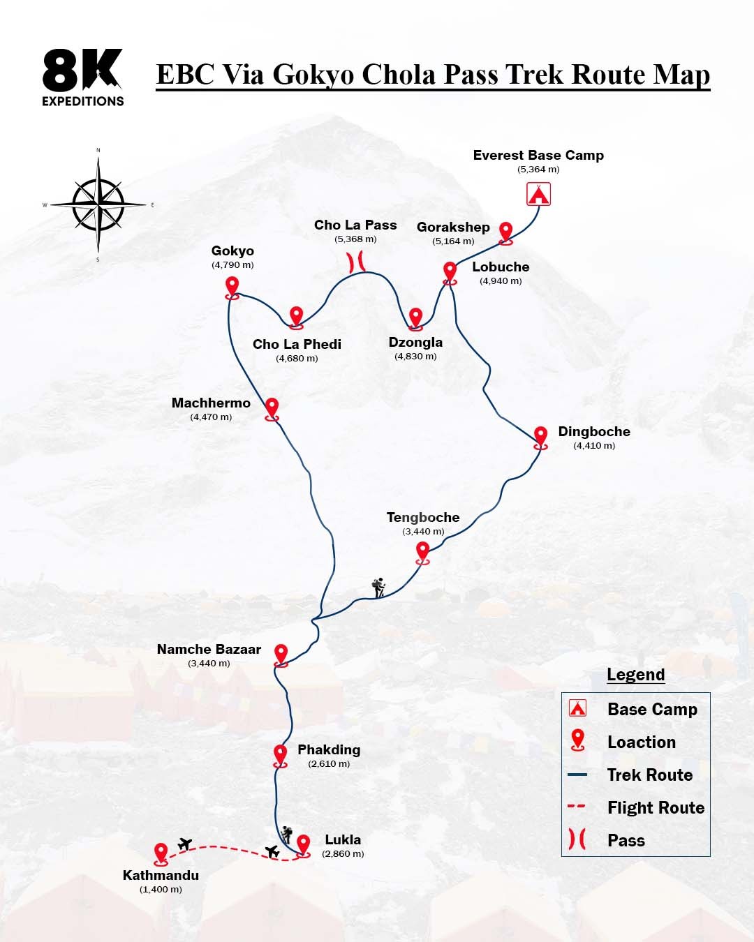 Everest Base Camp Via Gokyo Chola Pass (5,420M)